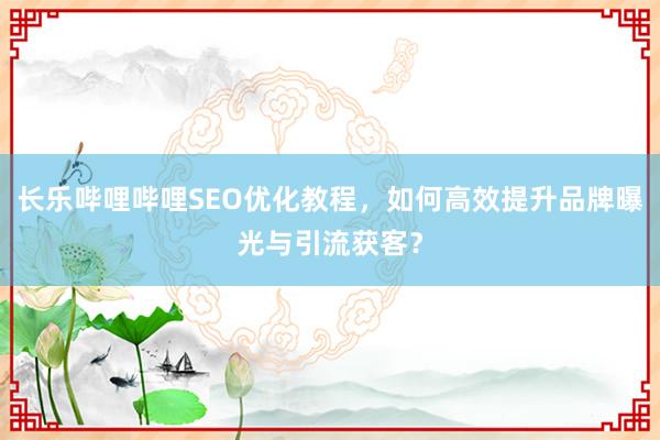 长乐哔哩哔哩SEO优化教程，如何高效提升品牌曝光与引流获客？